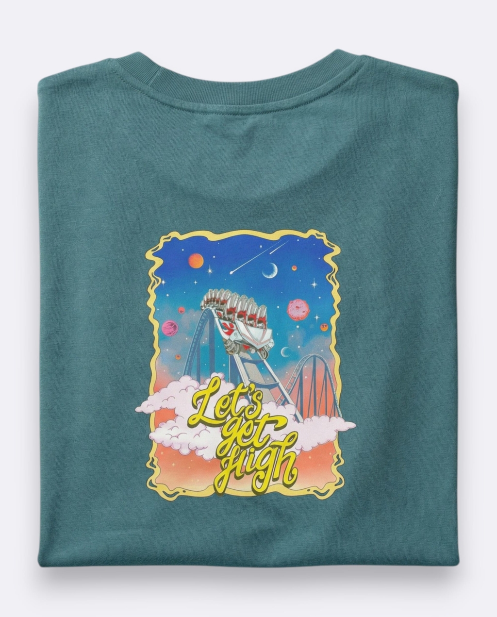 The Let's Get High Tee - Cosmic Cyan, L